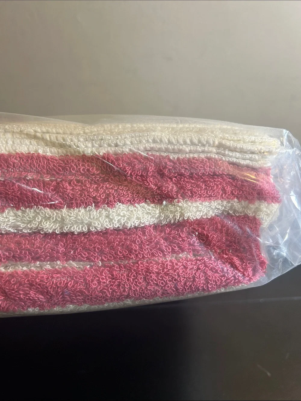 5 Sealed Oxford Stripe Blue, Gray & Pink Bath Towel - Home Bath